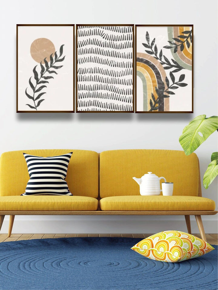 "Geometric Serenity in Three - Mid century modern art "