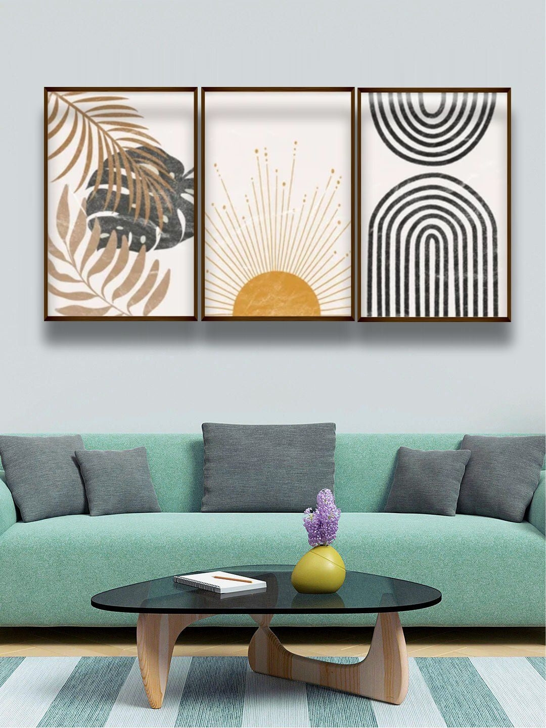 Golden Dawn Amidst Foliage - Minimalist Wall Decor