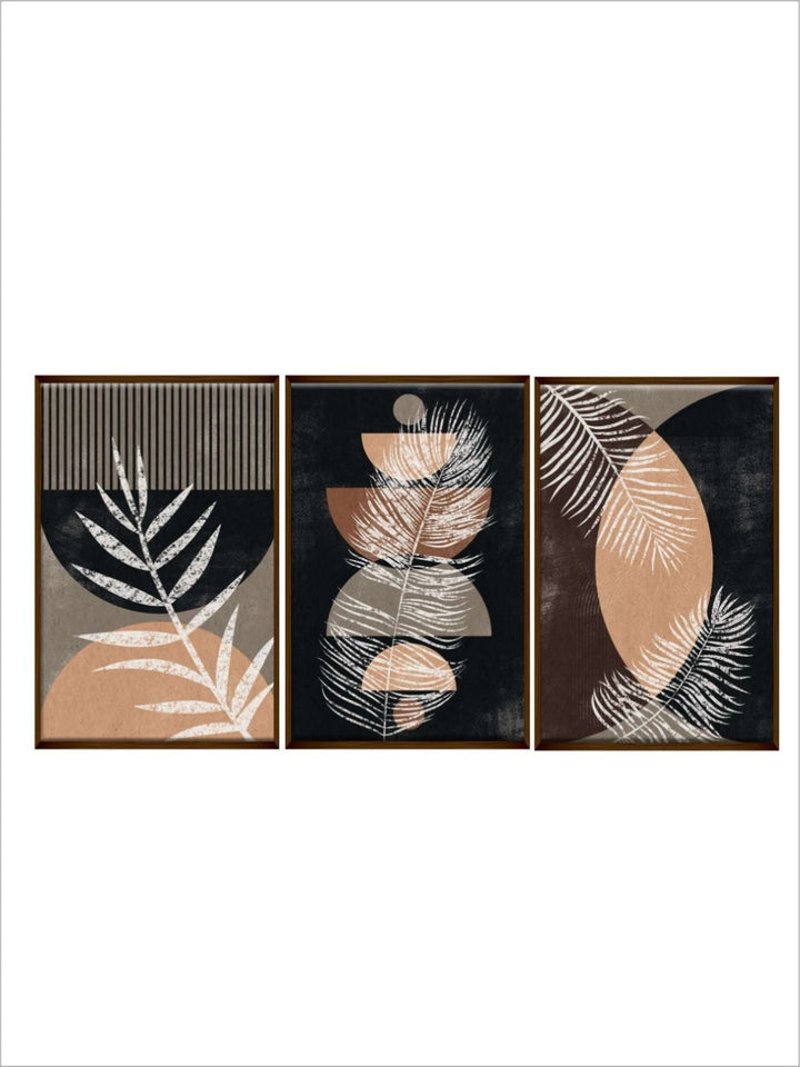 Monochrome Leaves in Contrast - Abstract geometric art