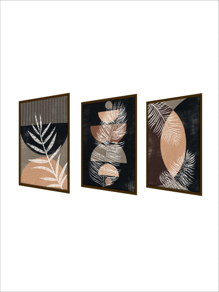 Monochrome Leaves in Contrast - Abstract geometric art