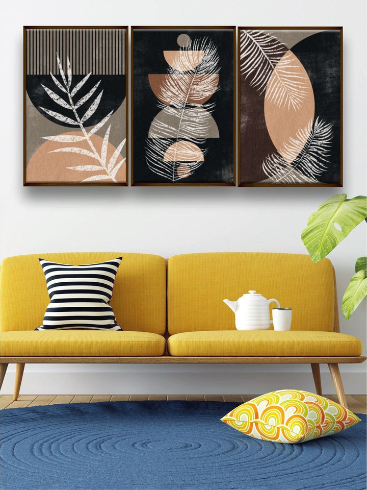 Monochrome Leaves in Contrast - Abstract geometric art