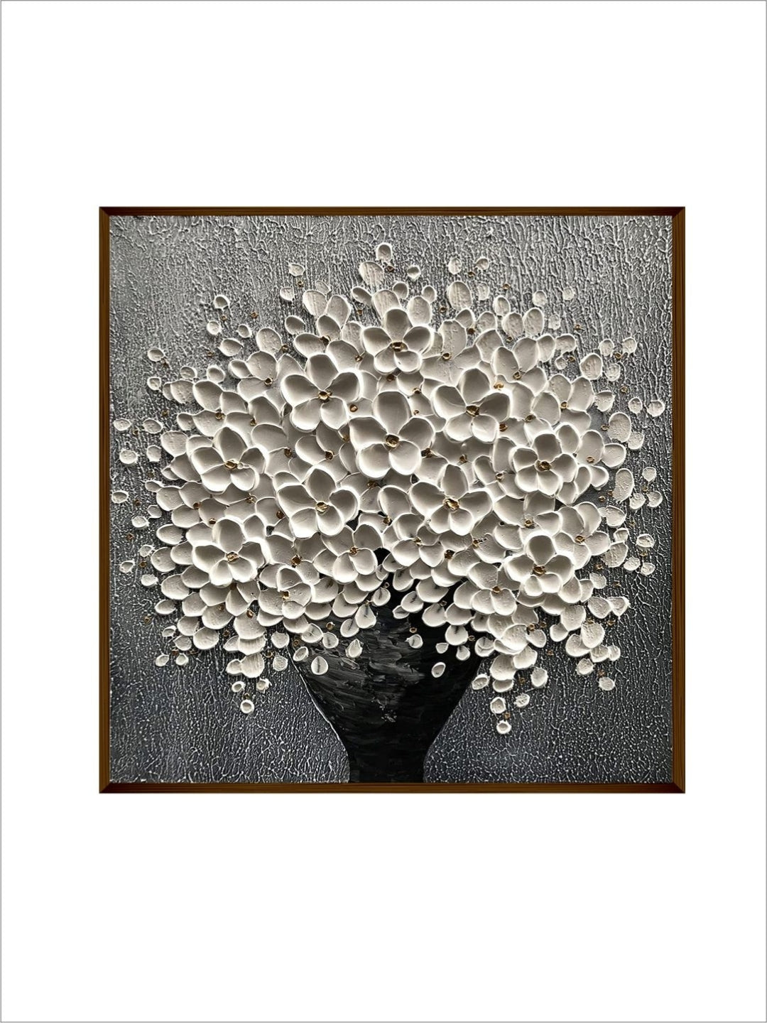 Metallic Flora in Bloom - Black white floral canvas Art