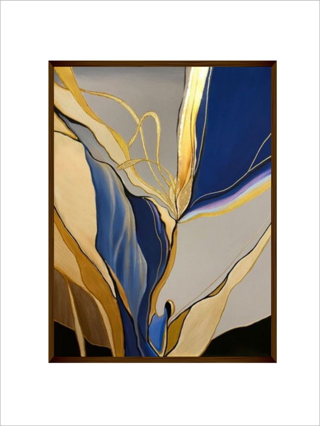 Golden Streaks Twilight?s Last Gleam - Blue Grey Abstract Art