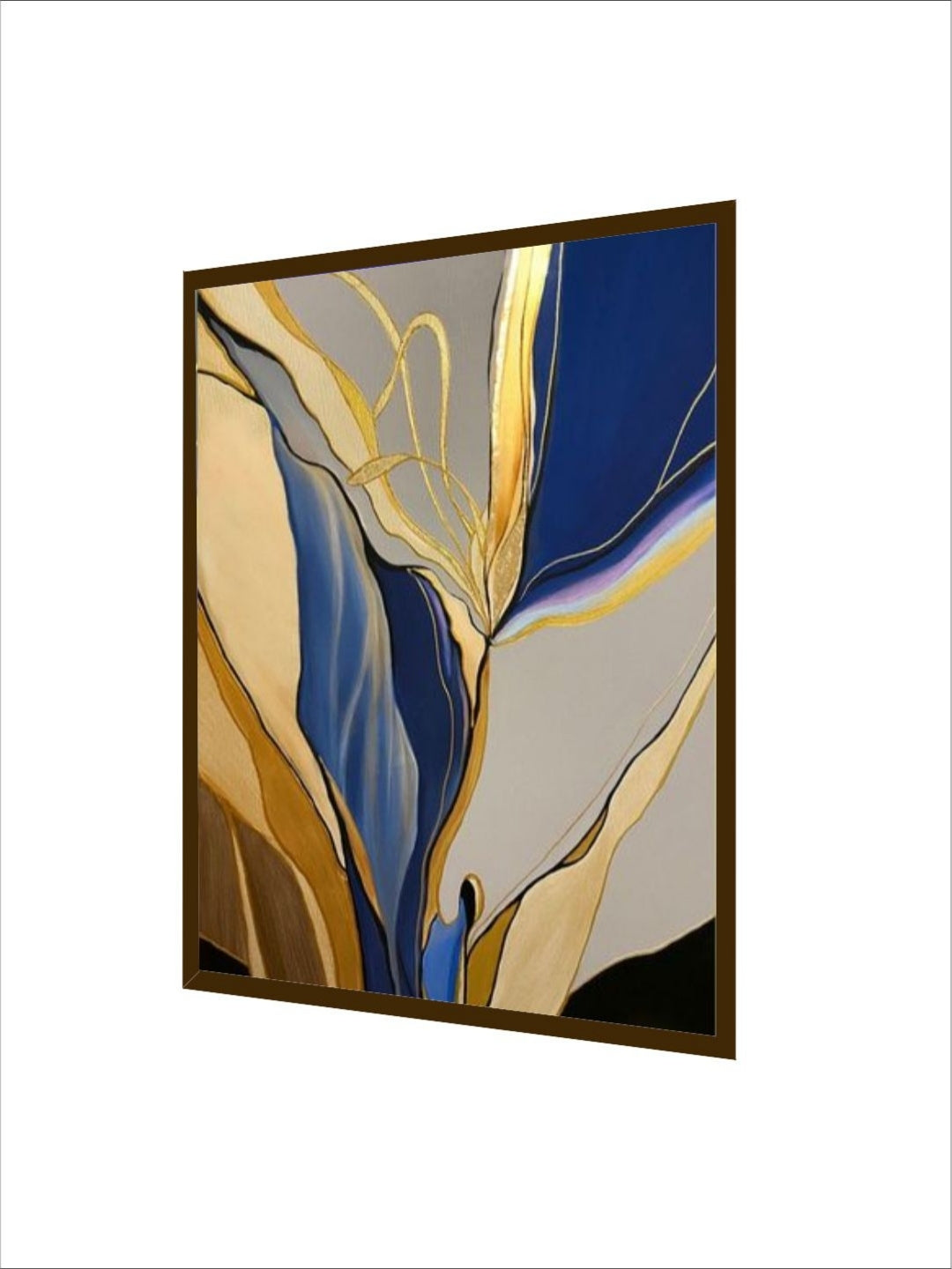 Golden Streaks Twilight?s Last Gleam - Blue Grey Abstract Art