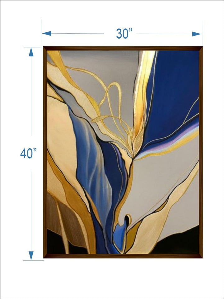 Golden Streaks Twilight?s Last Gleam - Blue Grey Abstract Art