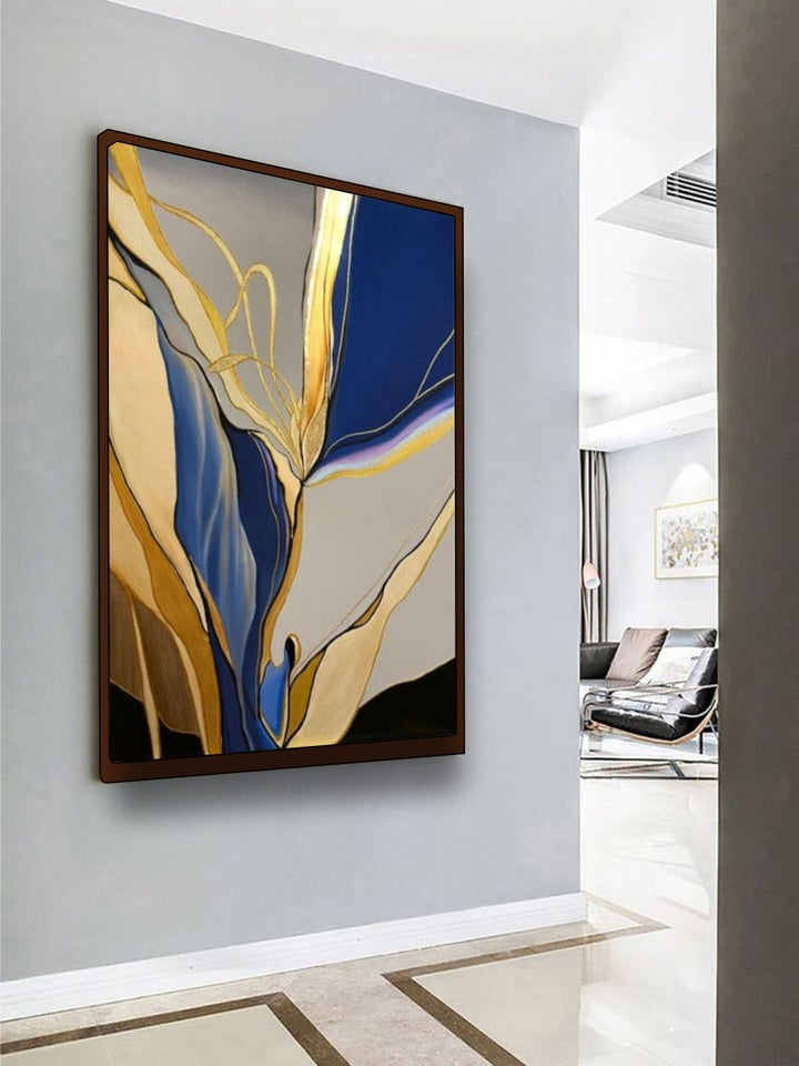 Golden Streaks Twilight?s Last Gleam - Blue Grey Abstract Art