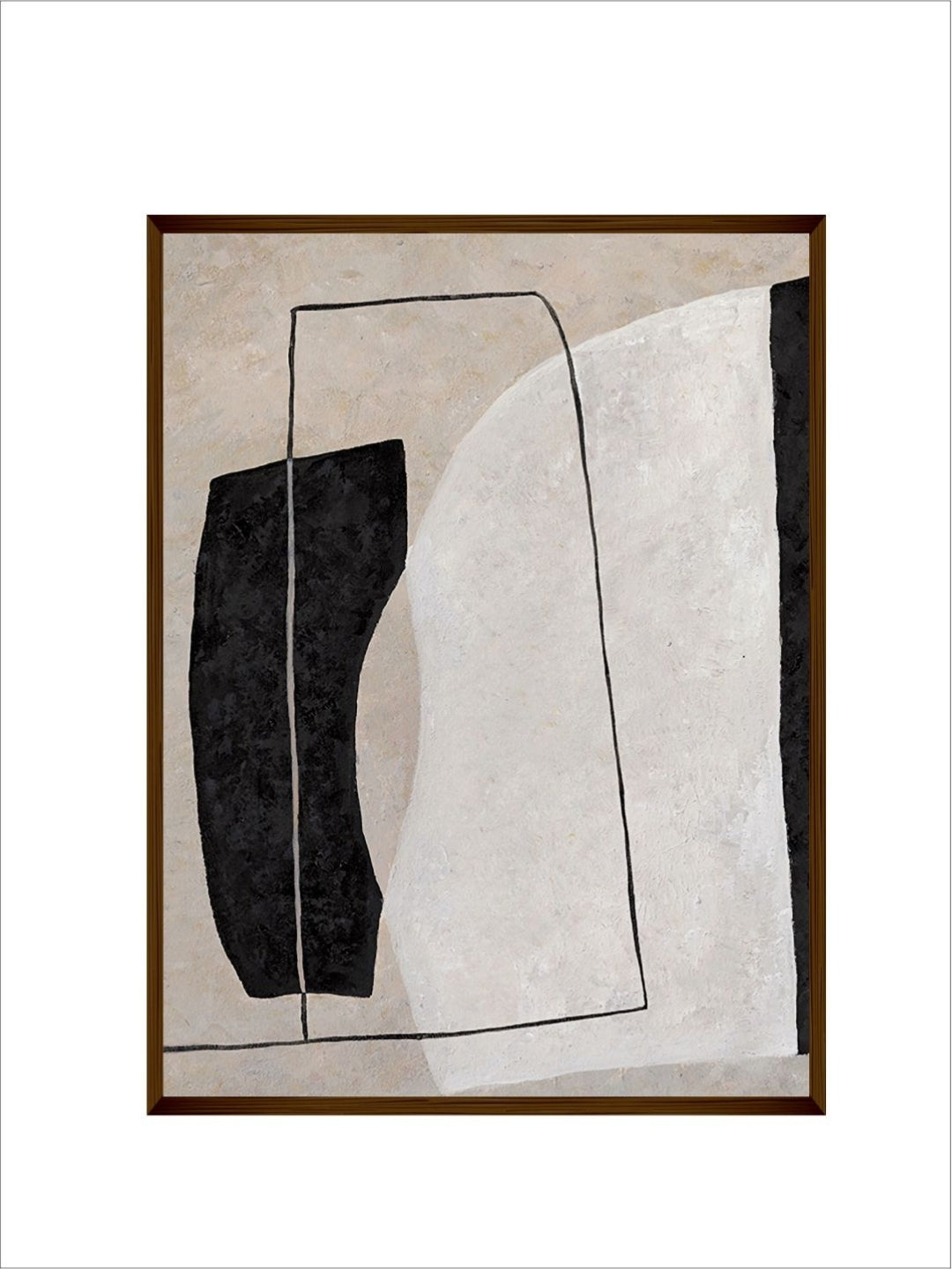 Minimalist Curves in Harmony - Beige abstract art
