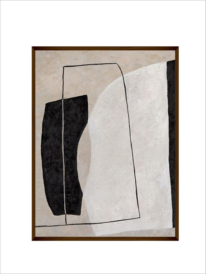 Minimalist Curves in Harmony - Beige abstract art