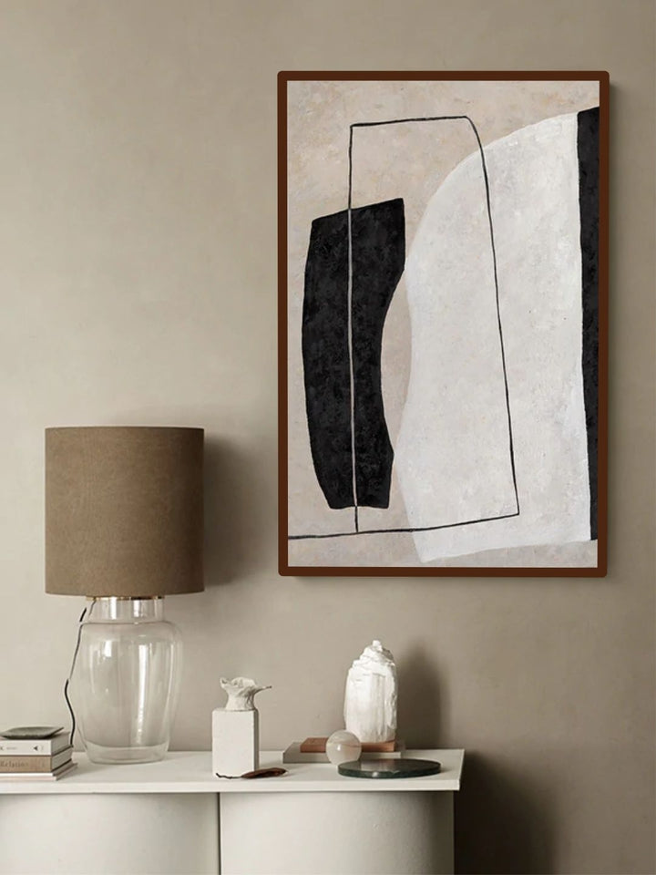 Minimalist Curves in Harmony - Beige abstract art
