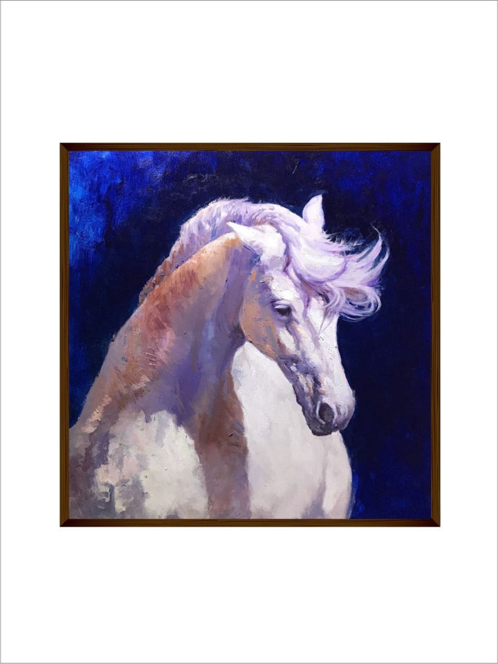 Graceful Gallop in Moonlight - White horse wall art