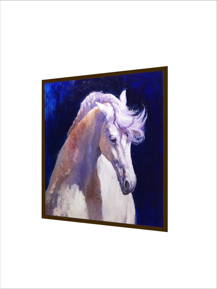 Graceful Gallop in Moonlight - White horse wall art