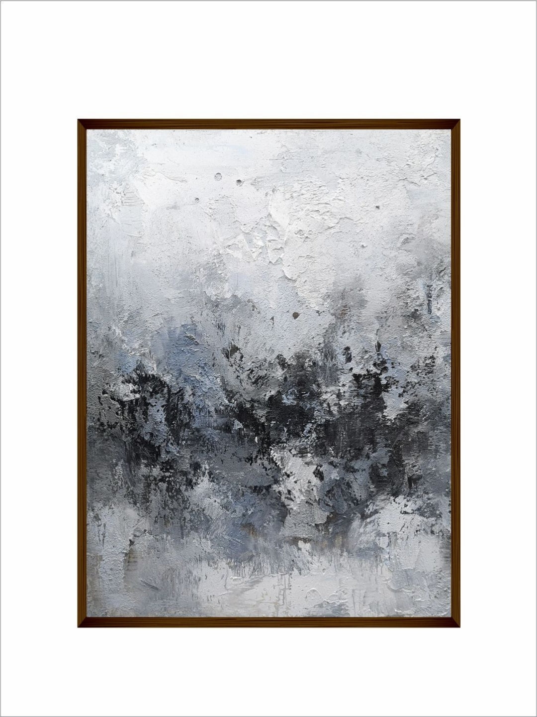 Veiled Charcoal Frost Canvas - Modern Wall Art