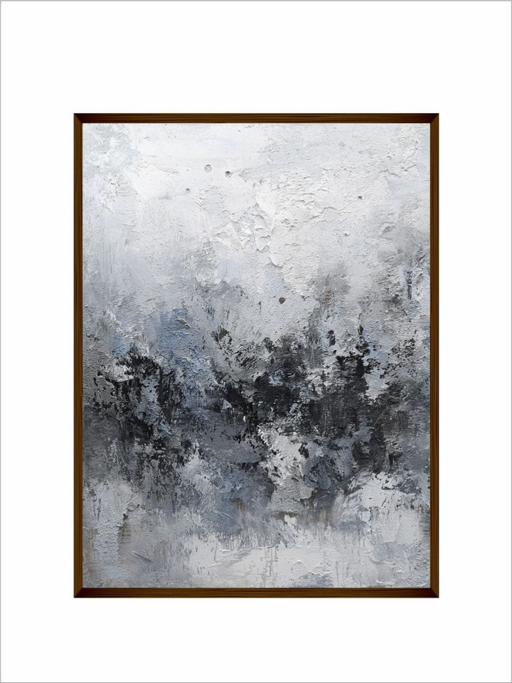 Veiled Charcoal Frost Canvas - Modern Wall Art