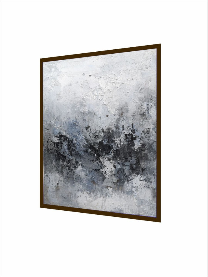 Veiled Charcoal Frost Canvas - Modern Wall Art