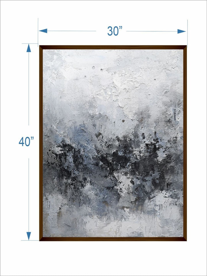 Veiled Charcoal Frost Canvas - Modern Wall Art