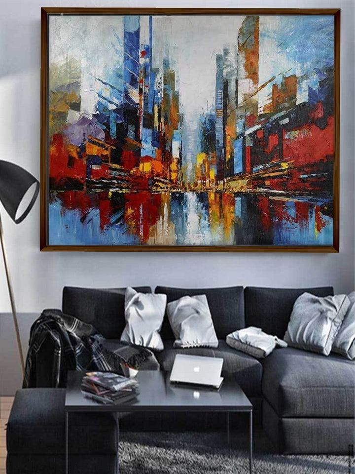 Vibrant Cityscape Abstract Fusion - Contemporary skyline art