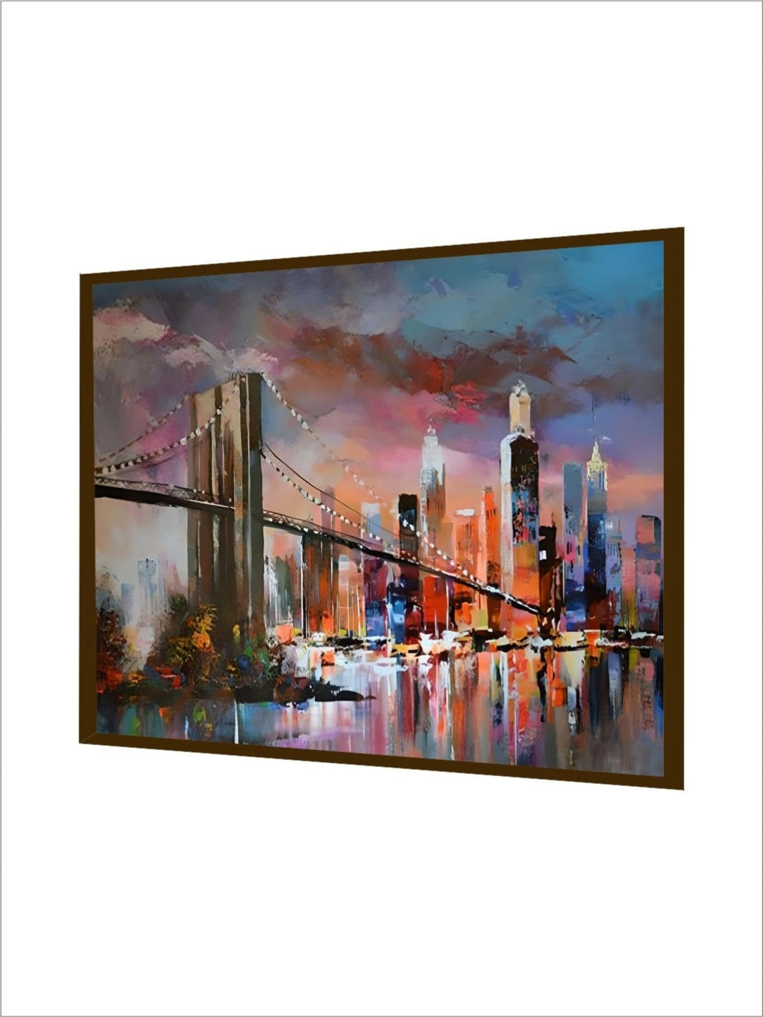 Metropolis Twilight Bridges and Reflections - Canvas home decor