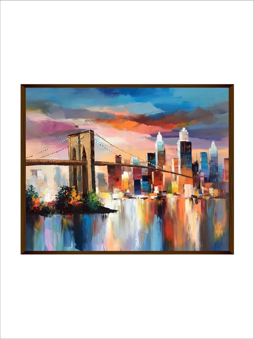 Twilight Symphony in Metropolitan Hues - Expressive cityscape artwork