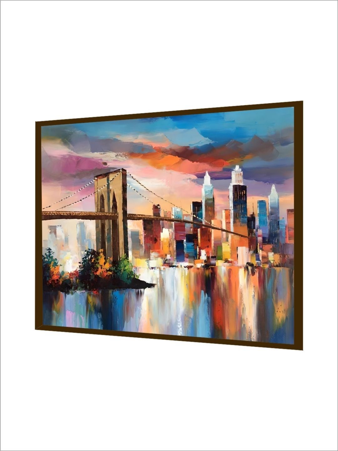 Twilight Symphony in Metropolitan Hues - Expressive cityscape artwork