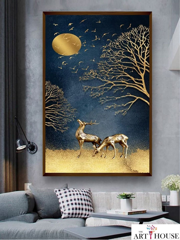 Enchanted Evening in Amber - Golden elk wall art