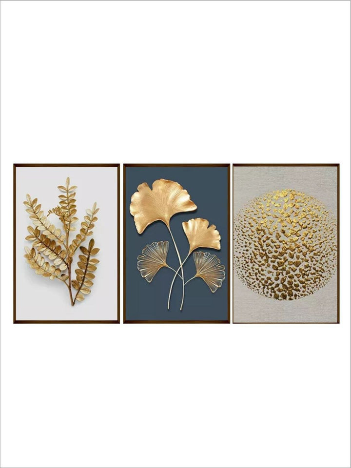 Metallic Botanicals in Harmony - Modern wall decor