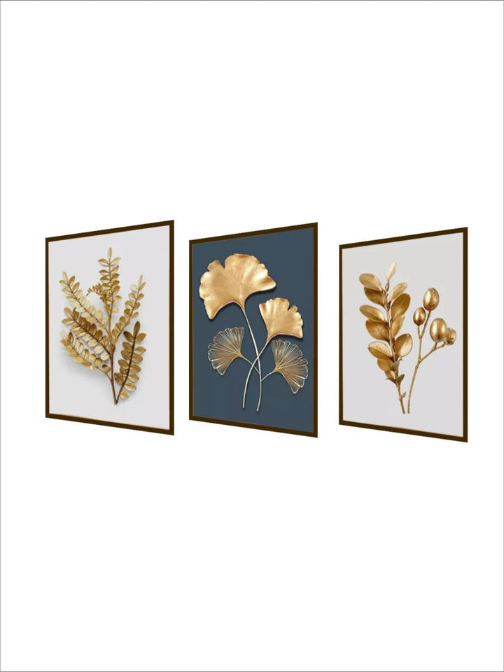 Metallic Botanicals in Harmony - Modern wall decor