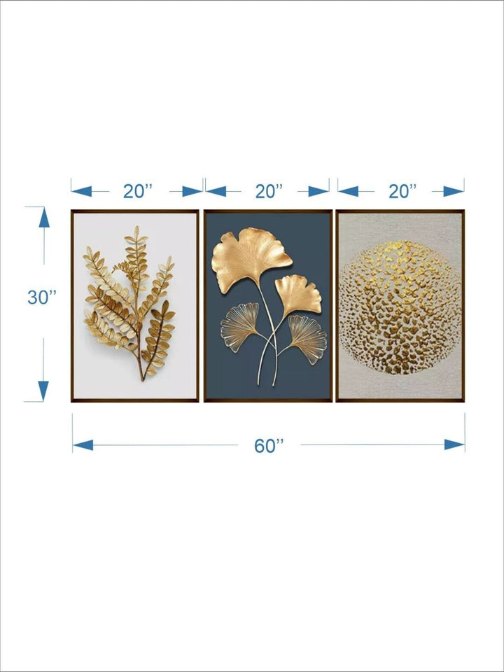 Botanical Elegance in Gold - Abstract canvas print