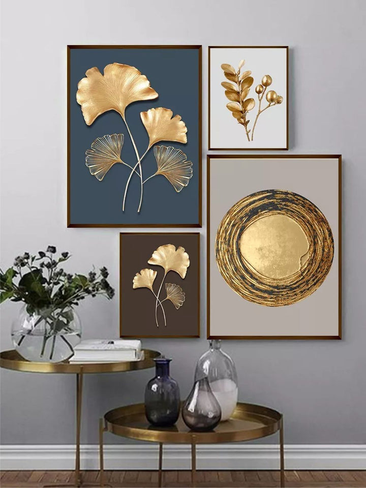 Metallic Botanicals in Harmony - Modern wall decor