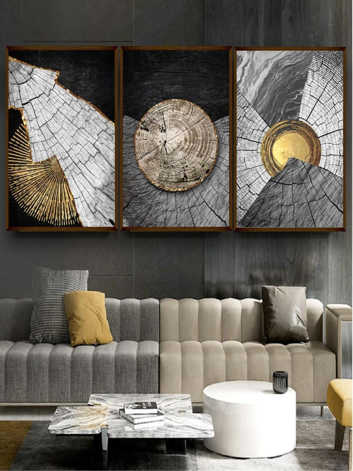 "Sliced Beauty Abstract Triptych - Modern Canvas Art "