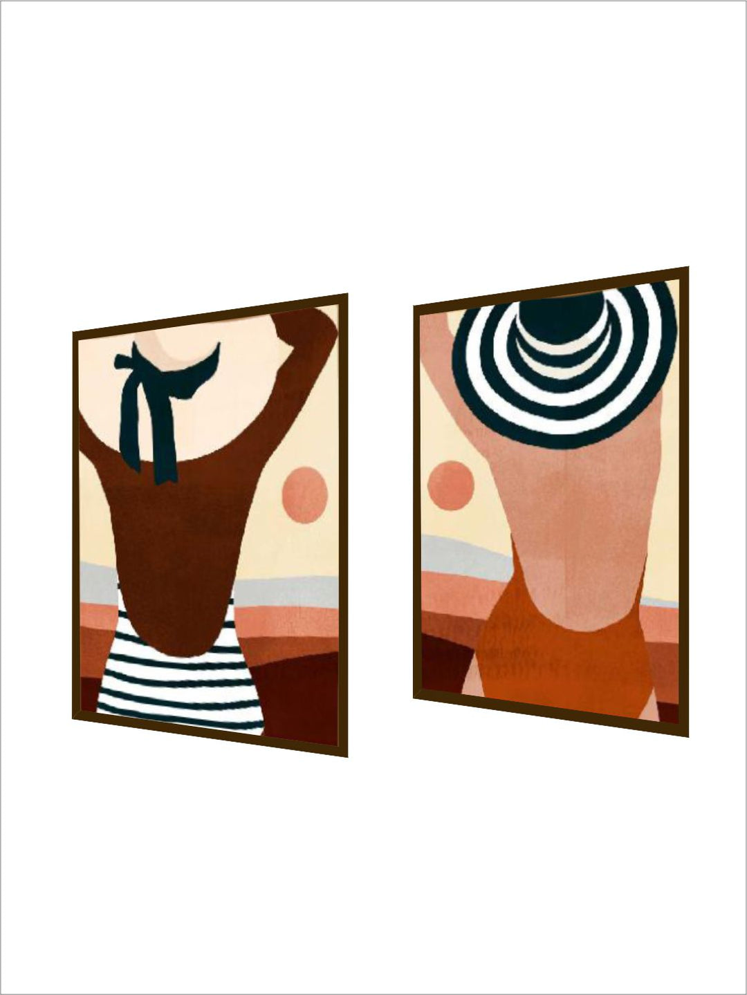 " Set Of 2 Multi-Coloured Abstract Canvas Wall Art''