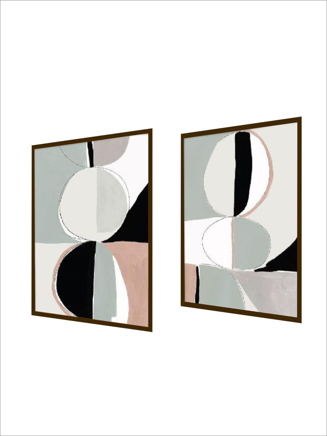 "Set Of 2 Grey & Black Abstract Framed Wall Painting''