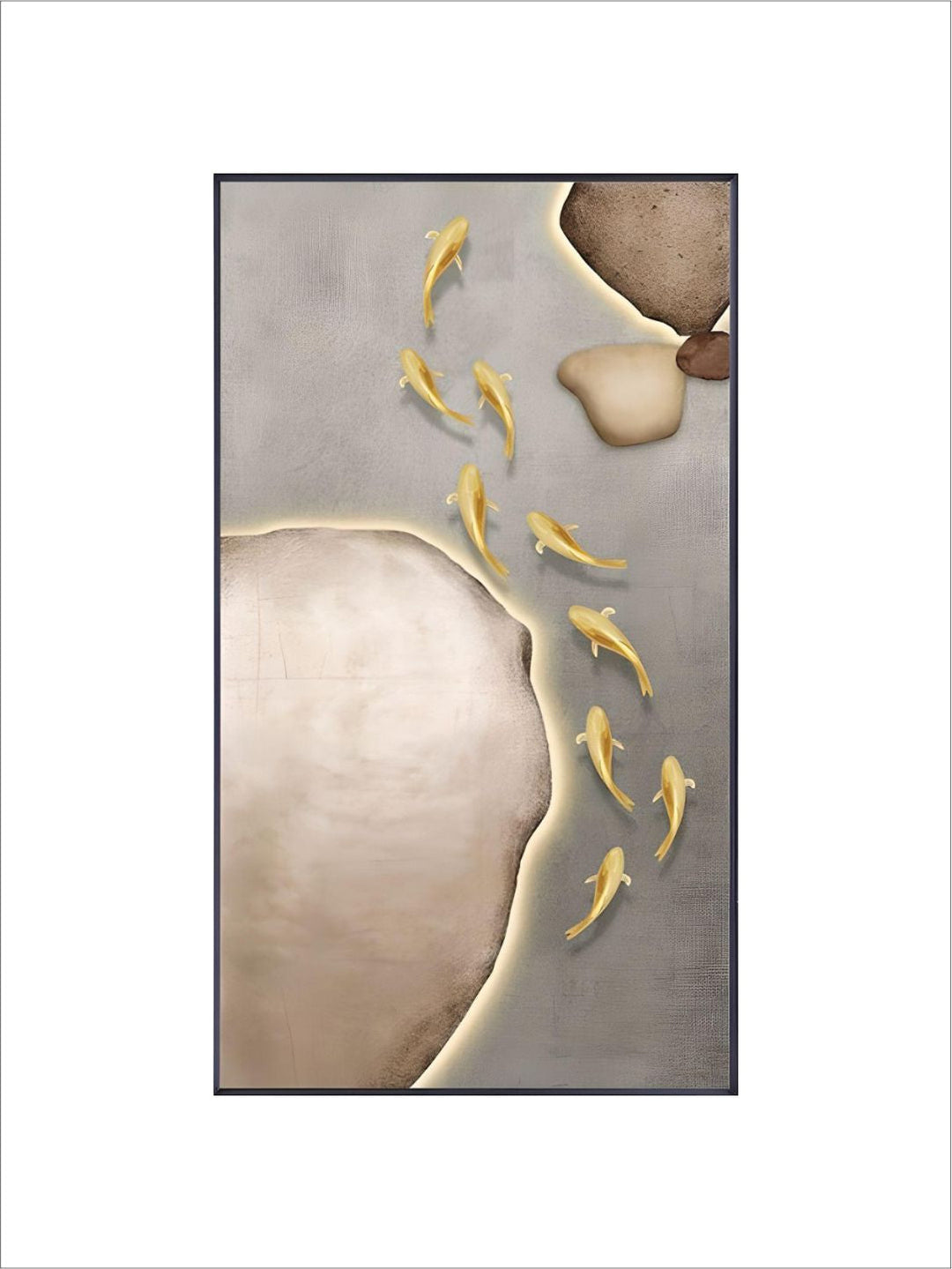 Neutral Colors Golden Fish Wall Art Fine Art Canvas Prints Auspicious Abstract Pictures For Living Room Dining Room Modern Home Office