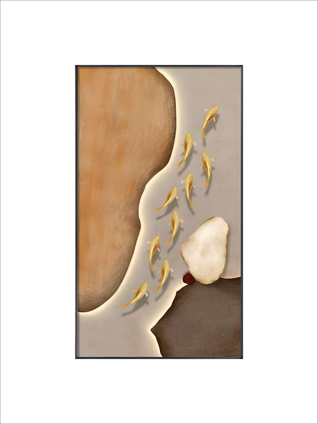 Neutral Colors Golden Fish Wall Art Fine Art Canvas Prints Auspicious Abstract Pictures For Living Room Dining Room Modern Home Office