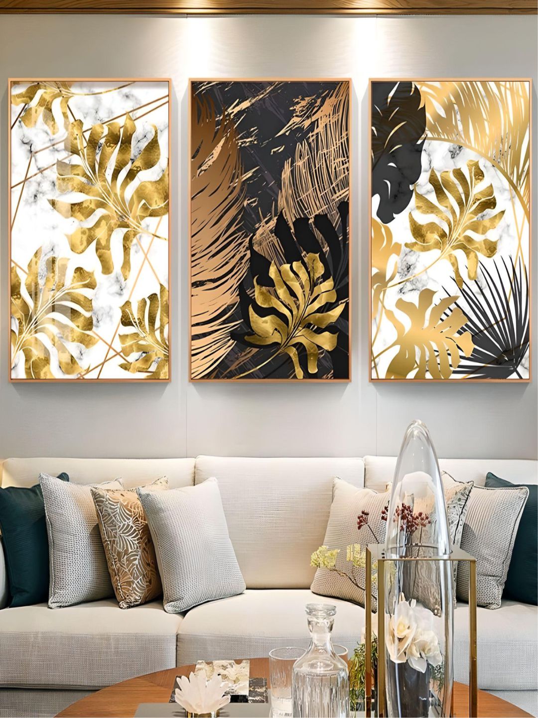 Nordic Tropical Gold Leaves Abstract Wall Art Posters Fine Art Canvas Prints For Modern Office Or Apartment Pictures For Living Room Decor