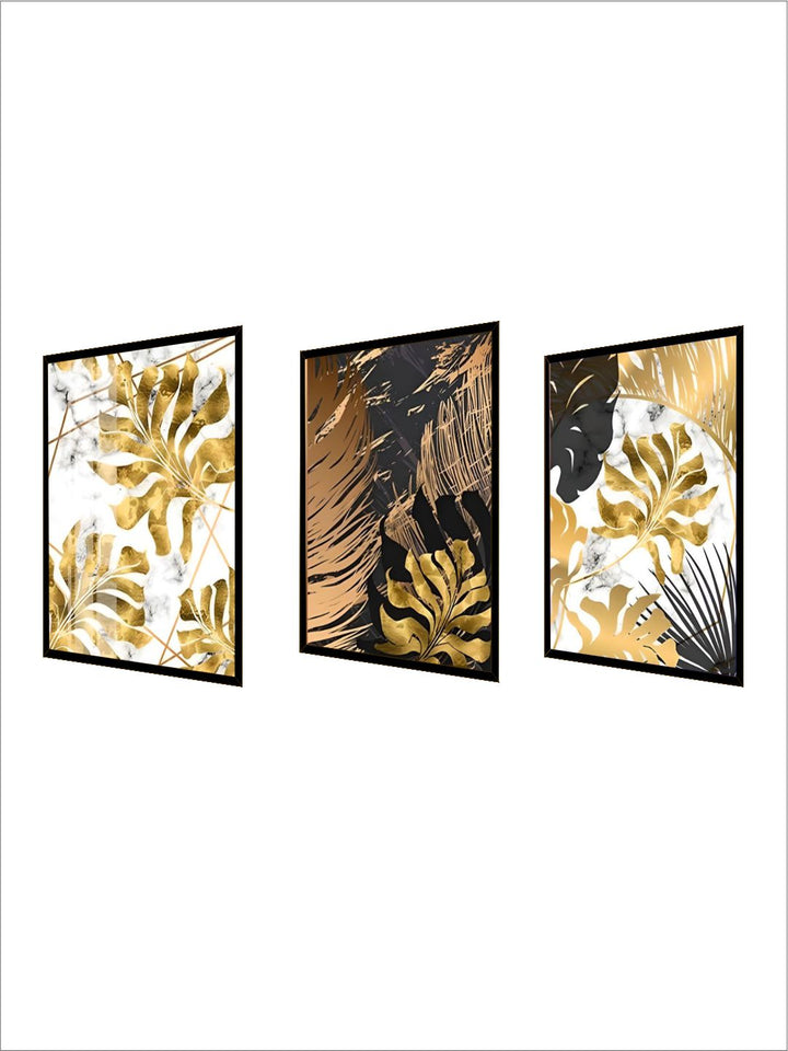 Nordic Tropical Gold Leaves Abstract Wall Art Posters Fine Art Canvas Prints For Modern Office Or Apartment Pictures For Living Room Decor