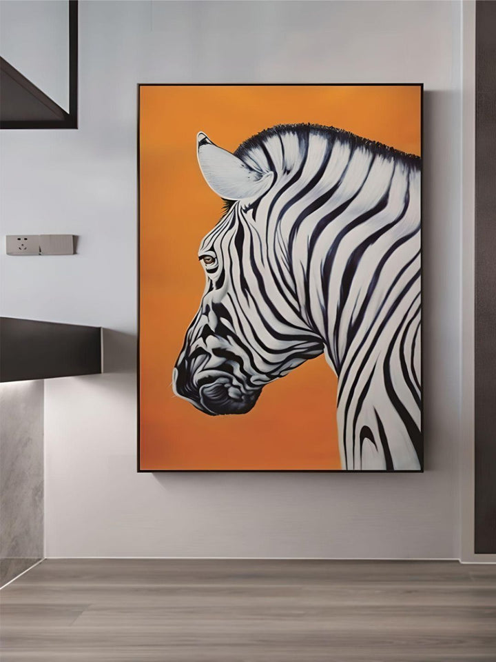 Stunning Zebra Print Wall Art Orange Background Fine Art Canvas Prints Nordic Style Minimalist Animal Paintings For Modern Home Decor