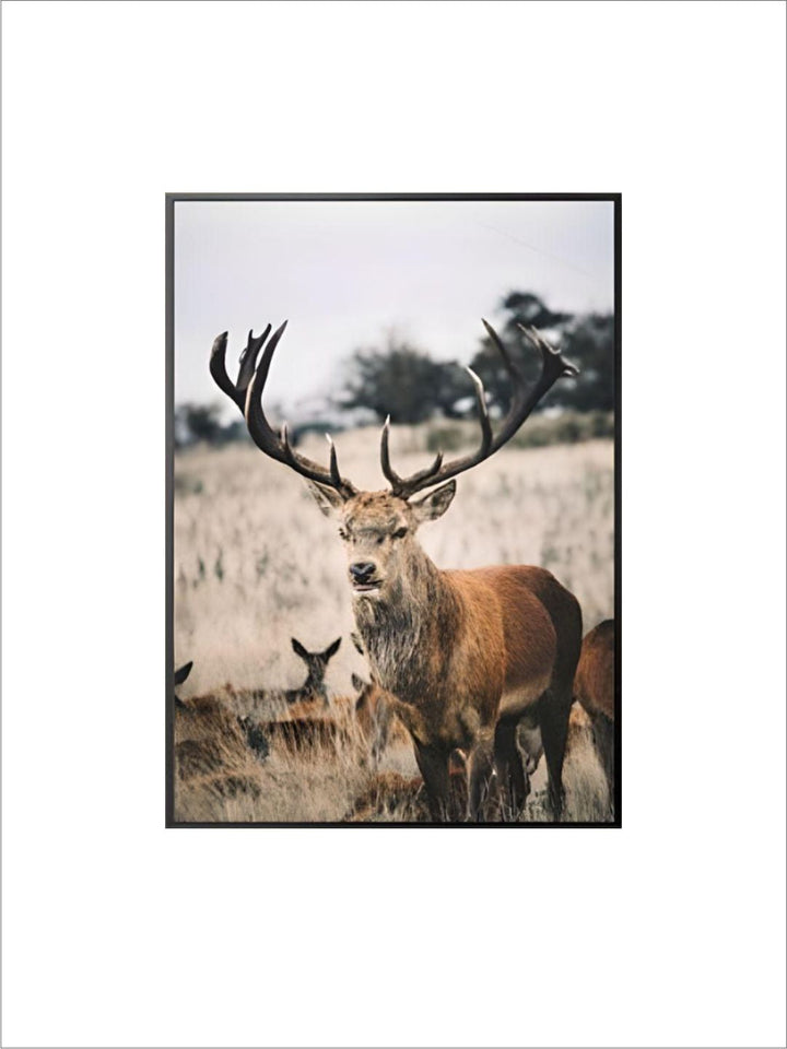 Wilderness Mountain Landscape Nordic Wall Art Wild Animals Forest Deer Rustic Wood Tree Rings Fine Art Canvas Prints Scandinavian Style Home Interior Decor