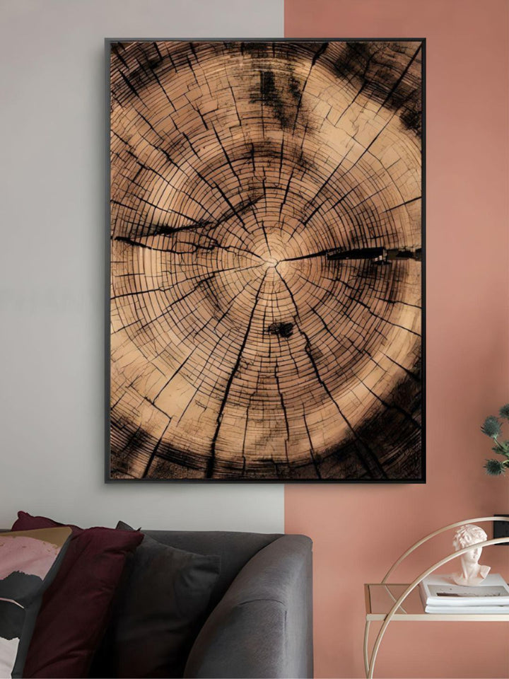 Wilderness Mountain Landscape Nordic Wall Art Wild Animals Forest Deer Rustic Wood Tree Rings Fine Art Canvas Prints Scandinavian Style Home Interior Decor