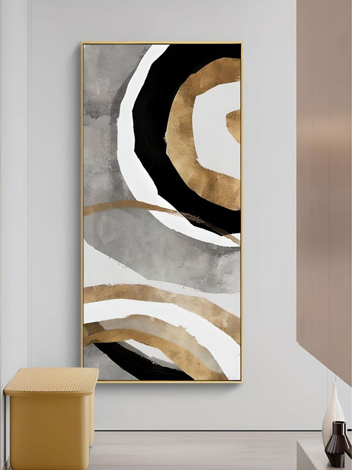 Abstract Elements Nordic Wall Art Fine Art Canvas Prints Gray White Golden Pictures For Luxury Living Room Bedroom Home Office Art Decor