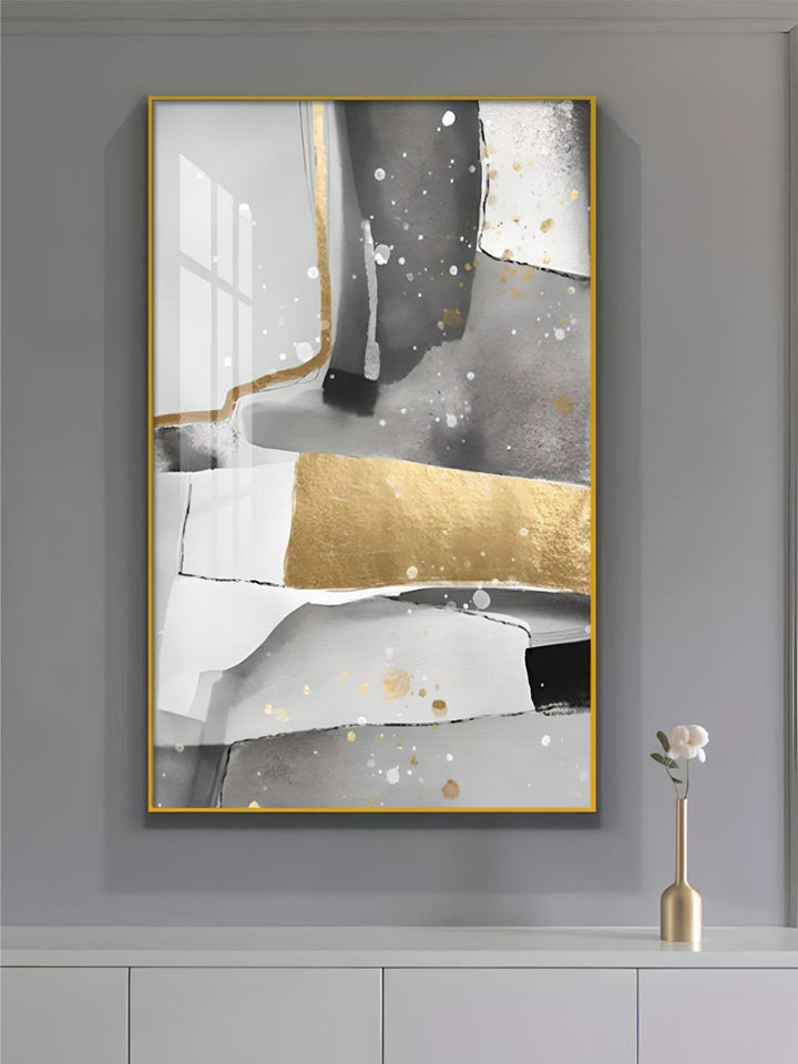 Abstract Elements Nordic Wall Art Fine Art Canvas Prints Gray White Golden Pictures For Luxury Living Room Bedroom Home Office Art Decor