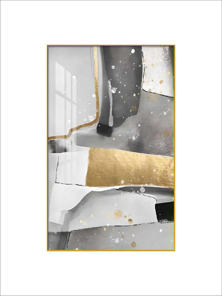 Abstract Elements Nordic Wall Art Fine Art Canvas Prints Gray White Golden Pictures For Luxury Living Room Bedroom Home Office Art Decor