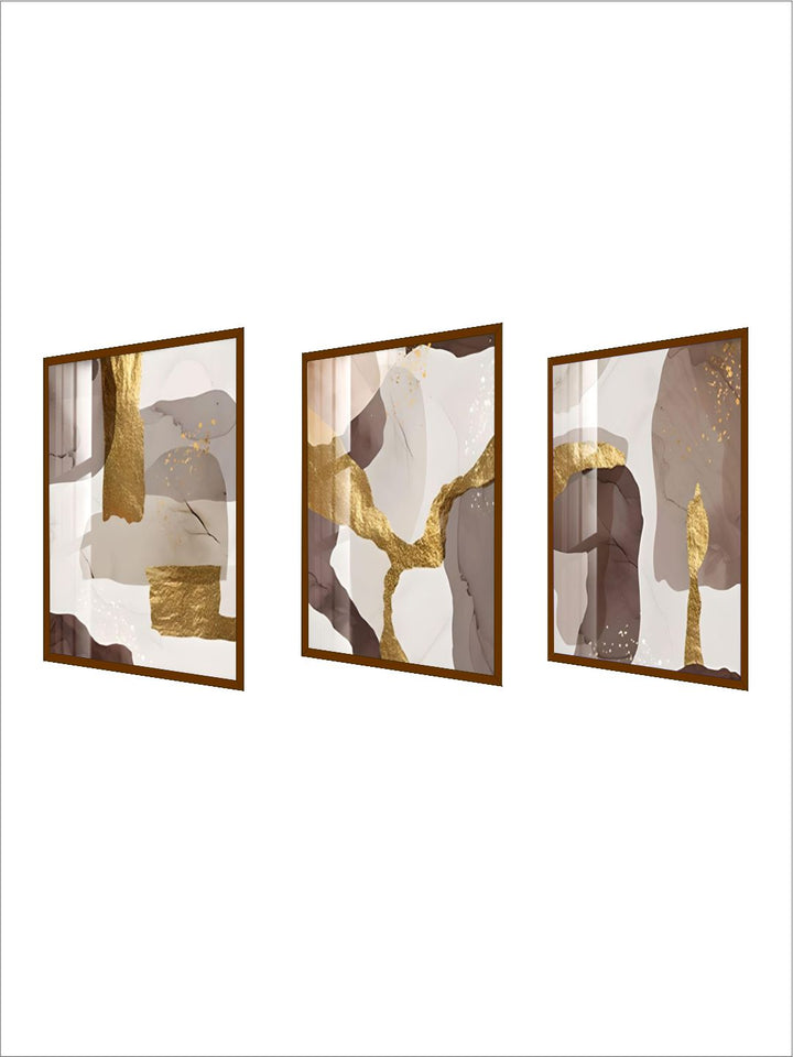 Abstract Elements Earthy Hues Wall Art Fine Art Canvas Prints Subtle Brown Beige Natural Golden Nordic Lifestyle Posters Luxury Loft Apartment Wall Art Decor