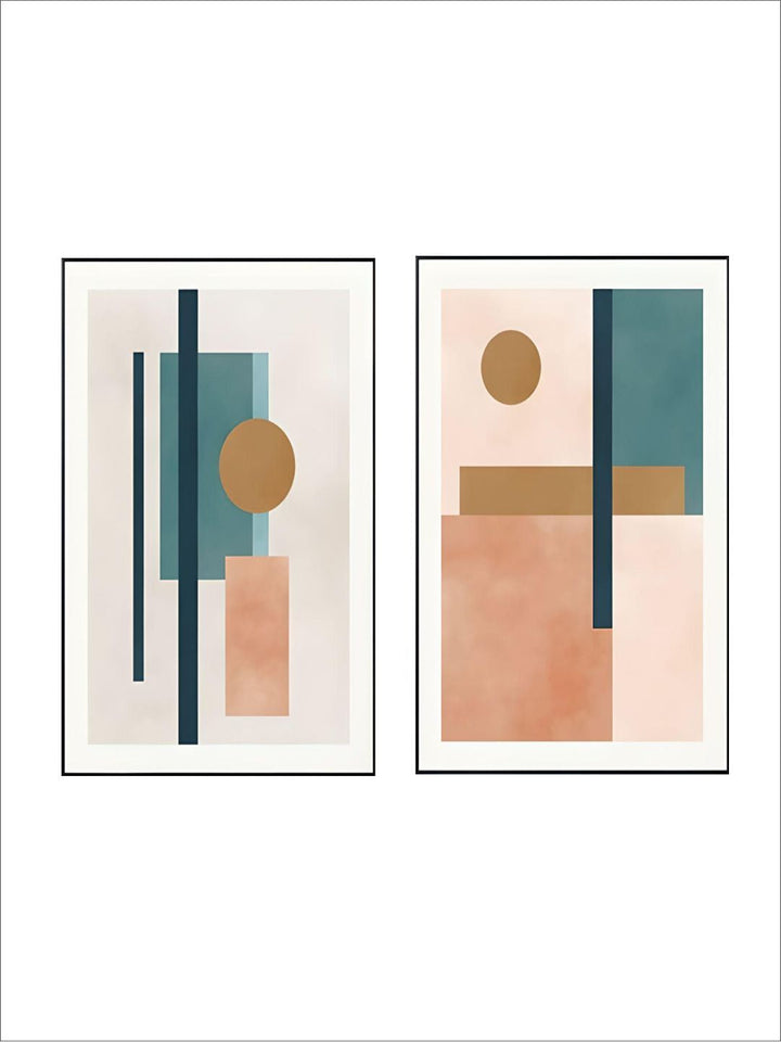 Abstract Elements Geometric Nordic Wall Art Fine Art Canvas Prints Natural Hues Light Tones Modern Pictures For Living Room Dining Room Home Interior Decor