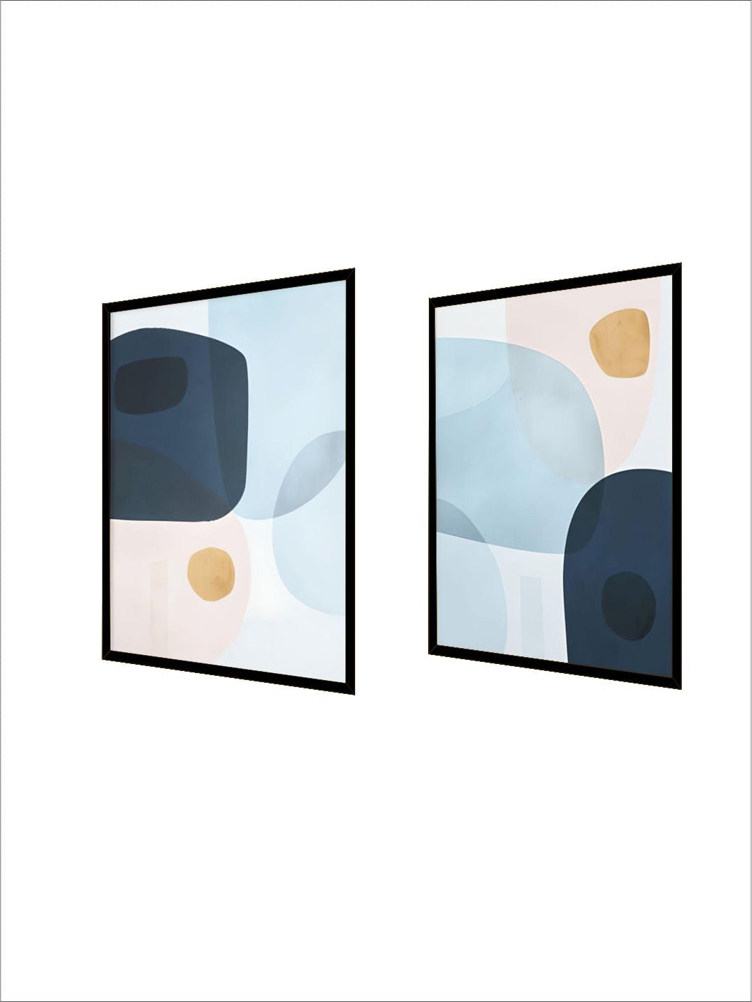 Abstract Layered Curved Shapes Wall Art Fine Art Canvas Prints Blue Golden Pastel Pink Pictures For Living Room Bedroom Nordic Home Interior Decoration