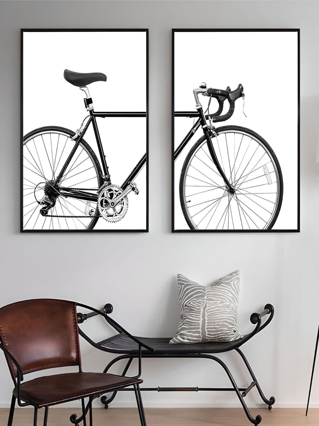 Black & White Racer Bike Bicycle Wall Art Posters Minimalist Cycle Pictures Fine Art Canvas Prints Nordic Style Pictures For Cycling Enthusiasts