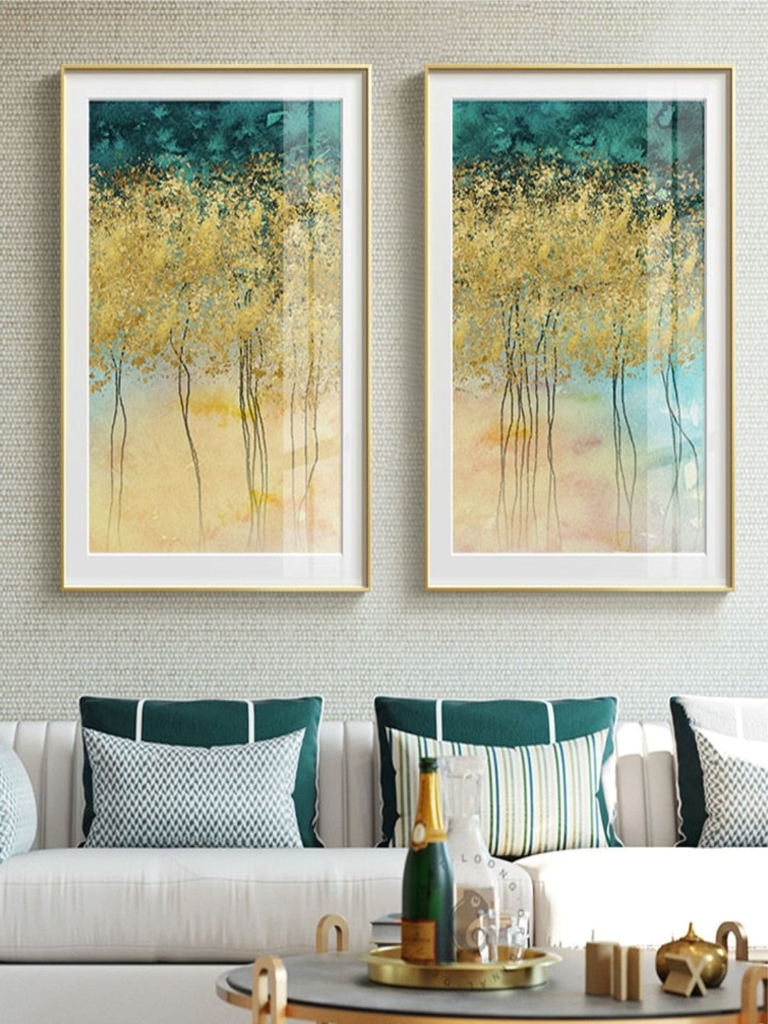 Gorgeous Golden Leaf Trees Wall Art Lucky Gold Trees Fine Art Canvas Prints Contemporary Nordic Art For Modern Living Room Wall Decor