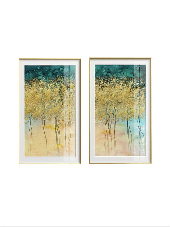 Gorgeous Golden Leaf Trees Wall Art Lucky Gold Trees Fine Art Canvas Prints Contemporary Nordic Art For Modern Living Room Wall Decor