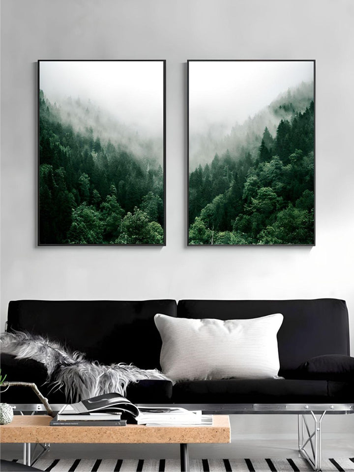 Misty Valley Green Forest Wall Art Mountain Wilderness Landscape Pictures Of Calm Fine Art Canvas Prints For Living Room Nordic Home Office Interior Decor