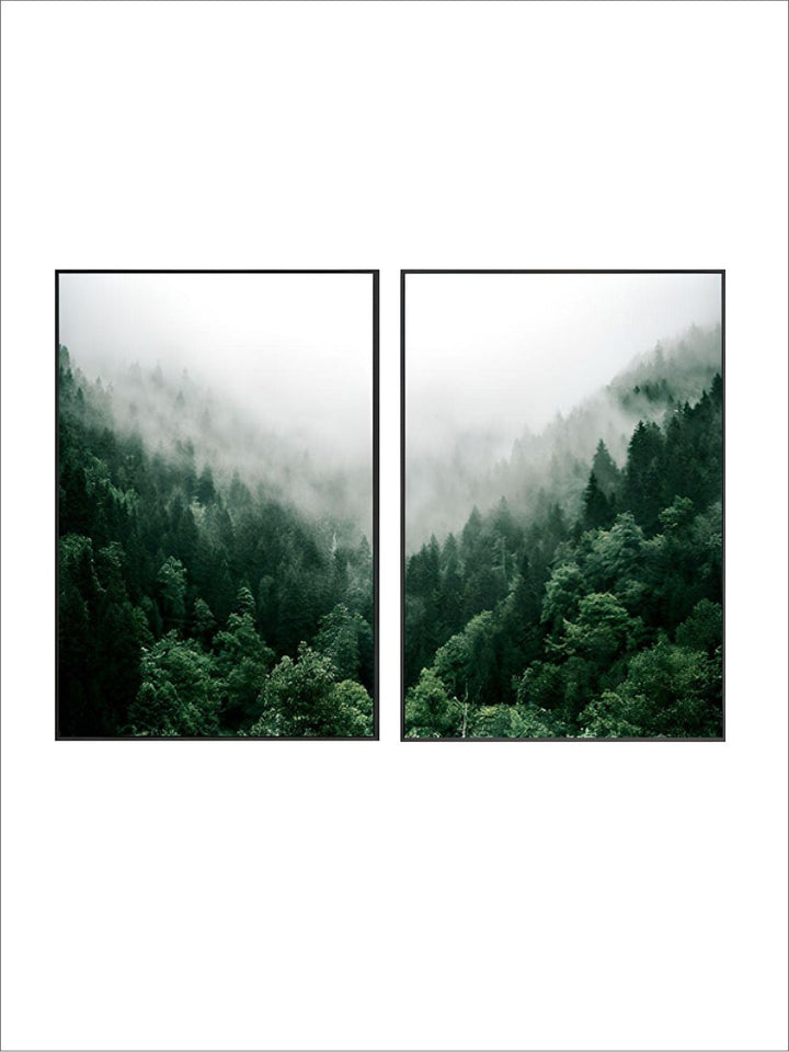 Misty Valley Green Forest Wall Art Mountain Wilderness Landscape Pictures Of Calm Fine Art Canvas Prints For Living Room Nordic Home Office Interior Decor