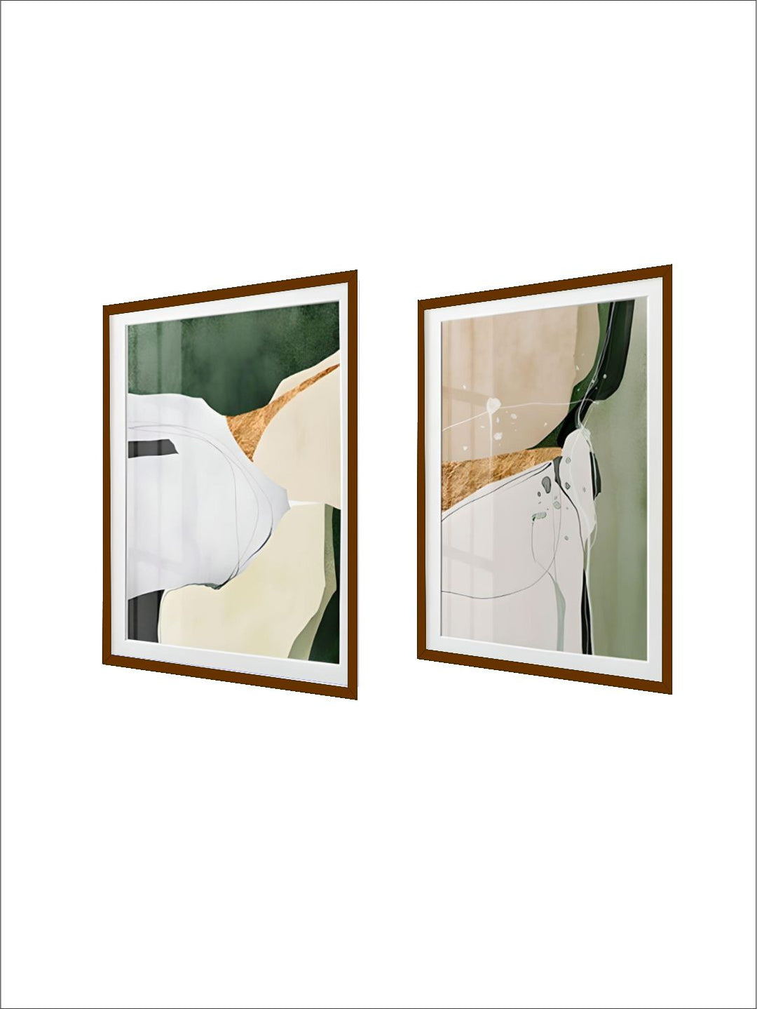 Nordic Abstract Geomorphic Green Beige Golden Wall Art Fine Art Canvas Prints Pictures For Scandinavian Living Room Dining Room Modern Art Decor